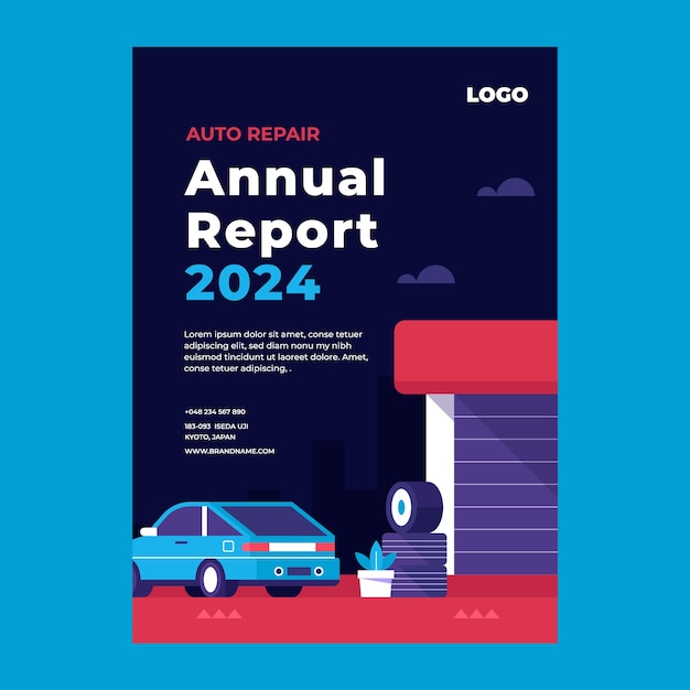 Flat design repair shop annual report