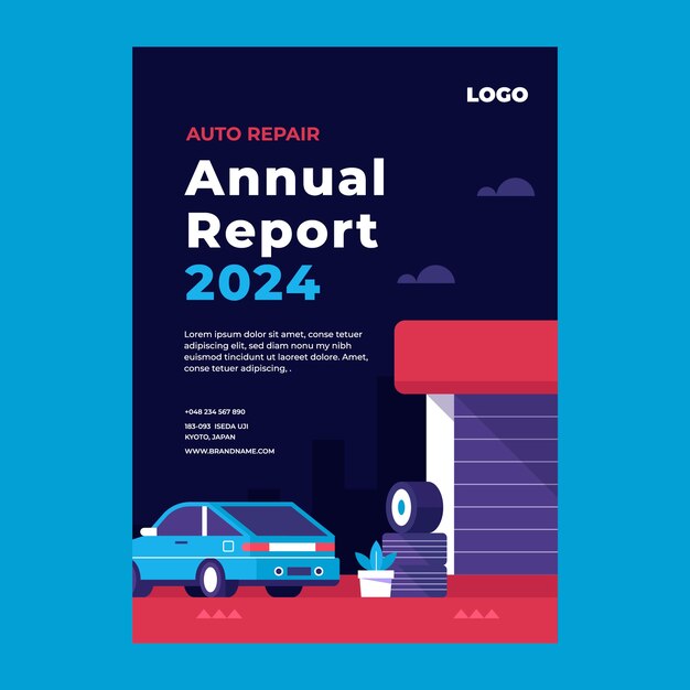 Flat design repair shop annual report