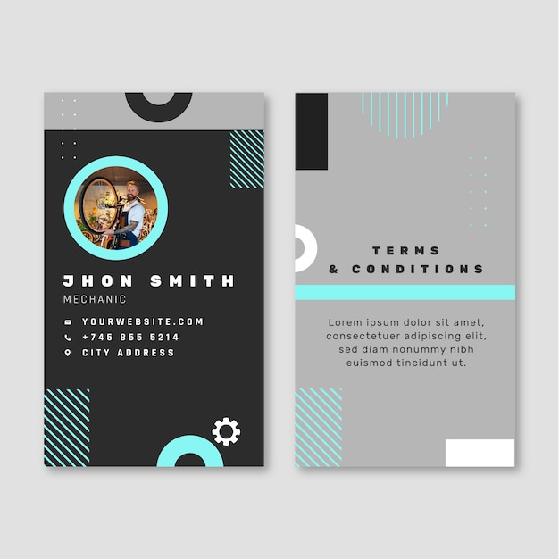 Free Vector flat design repair shop id card