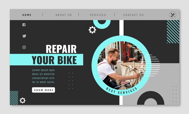 Flat design repair shop landing page