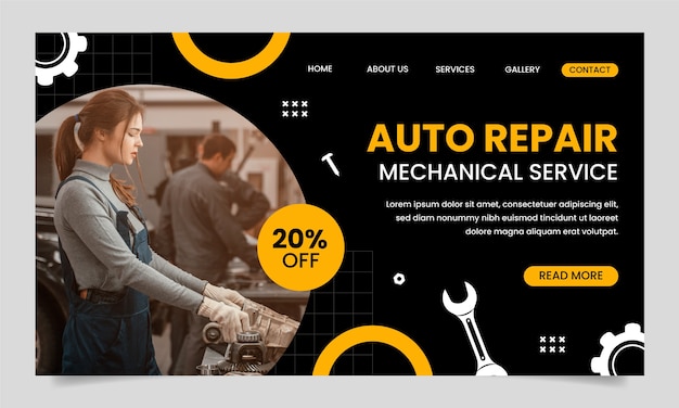 Free Vector flat design repair shop landing page