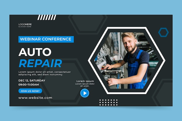 Flat design repair shop webinar template