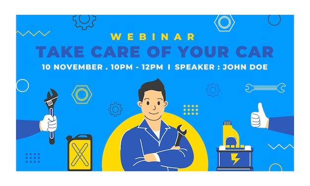 Free vector flat design repair shop webinar