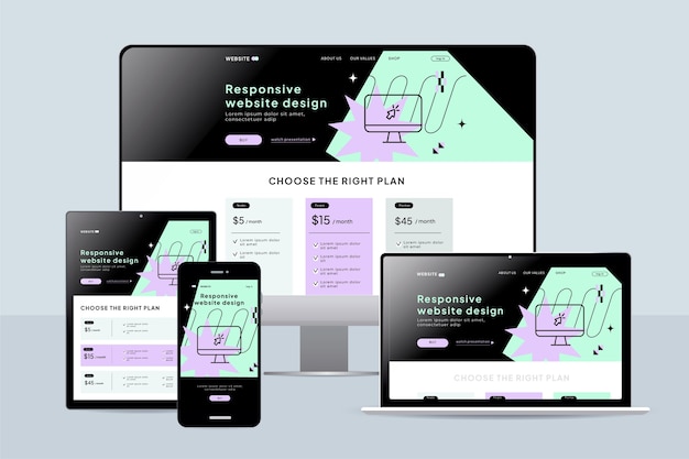 Flat design of responsive website design