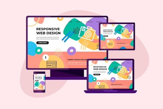 Free vector flat design responsive website design