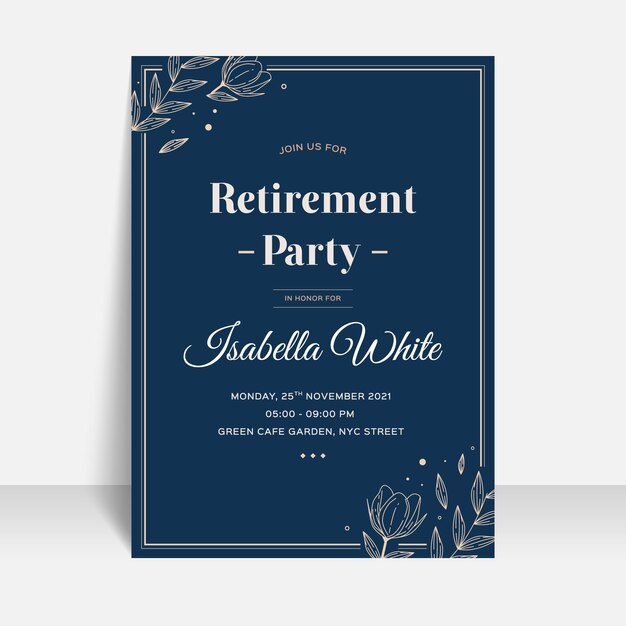 Flat design retirement greeting card template