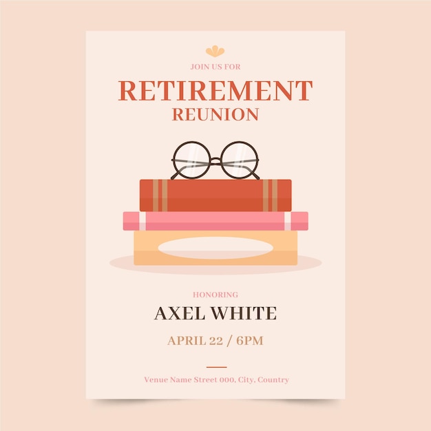 Free vector flat design retirement greeting card template