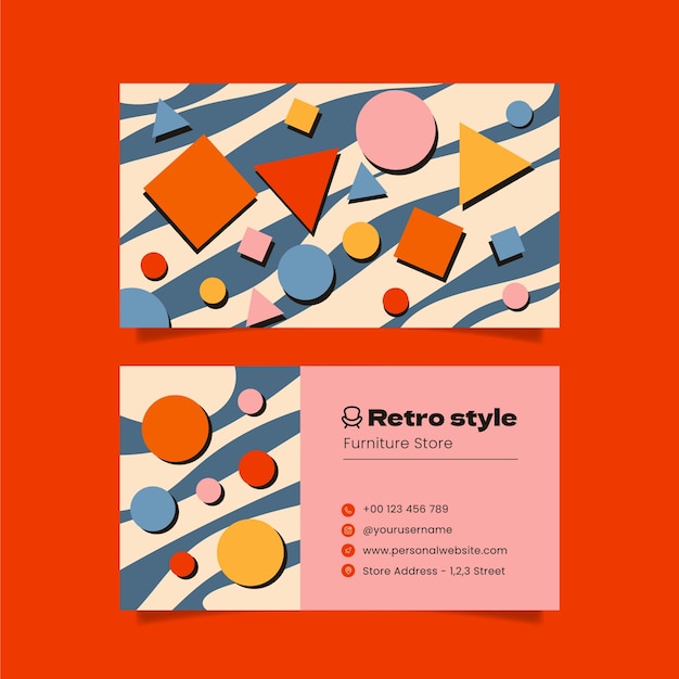 Flat design retro business card design