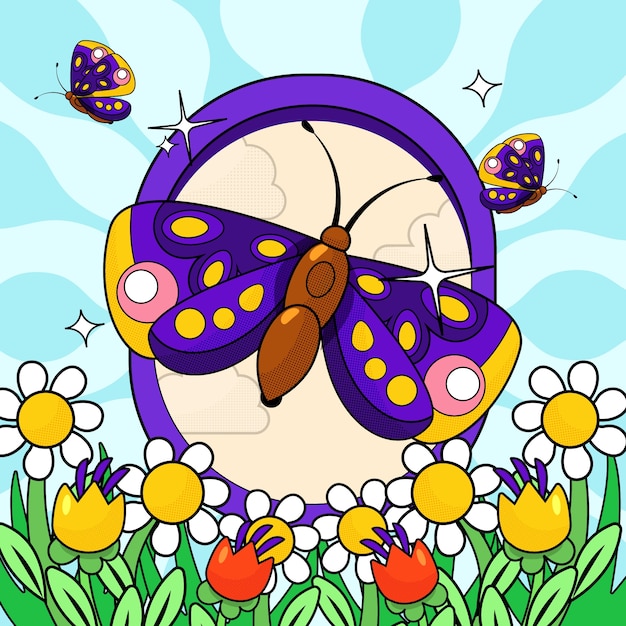 Free Vector flat design retro butterfly illustration