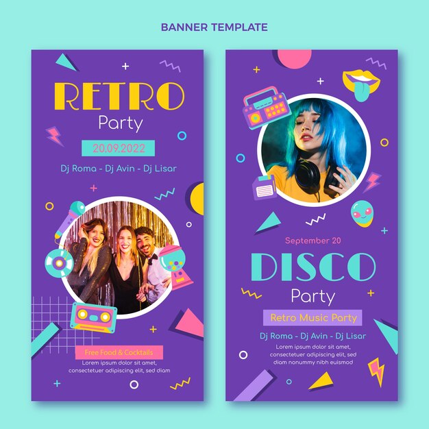 Flat design retro disco party template