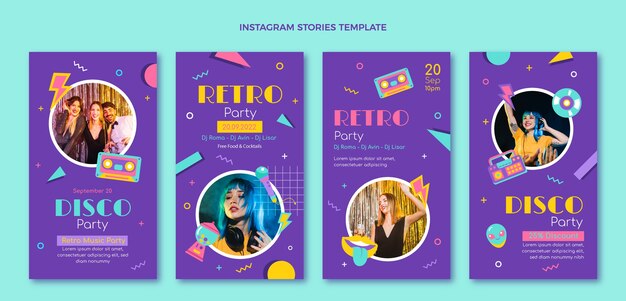 Flat design retro disco party template