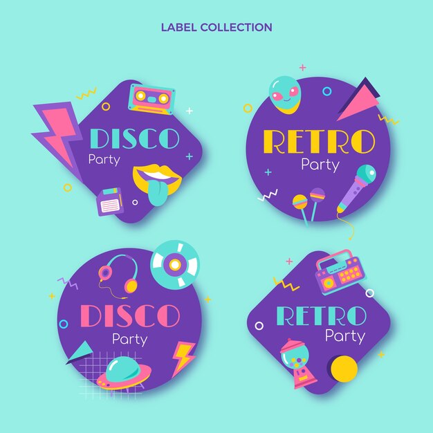 Flat design retro disco party template