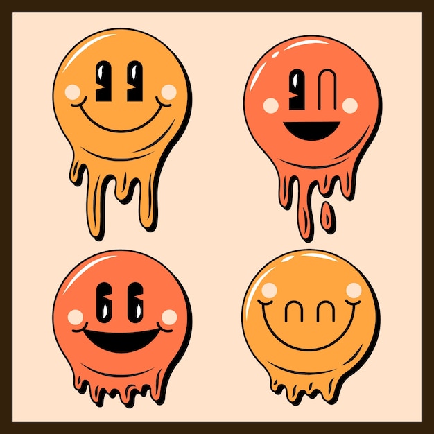 Free Vector flat design  retro smiley emoji illustration