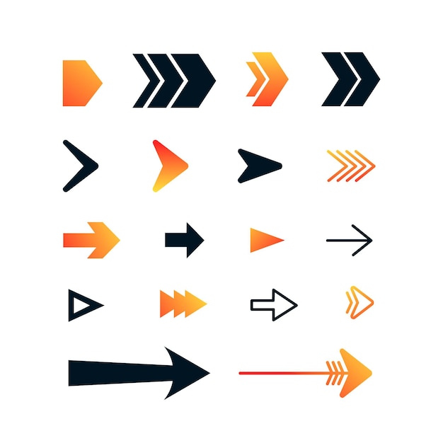 Flat design right arrow collection