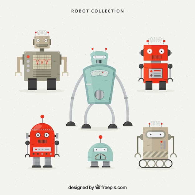 Free Vector flat design robot character collection