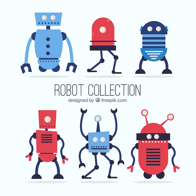 Free vector flat design robot character collection