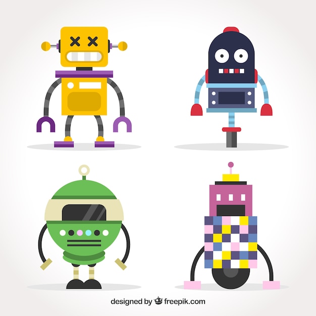 Flat design robot character collection