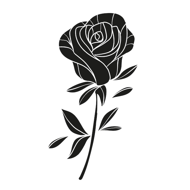 Flat design rose silhouette