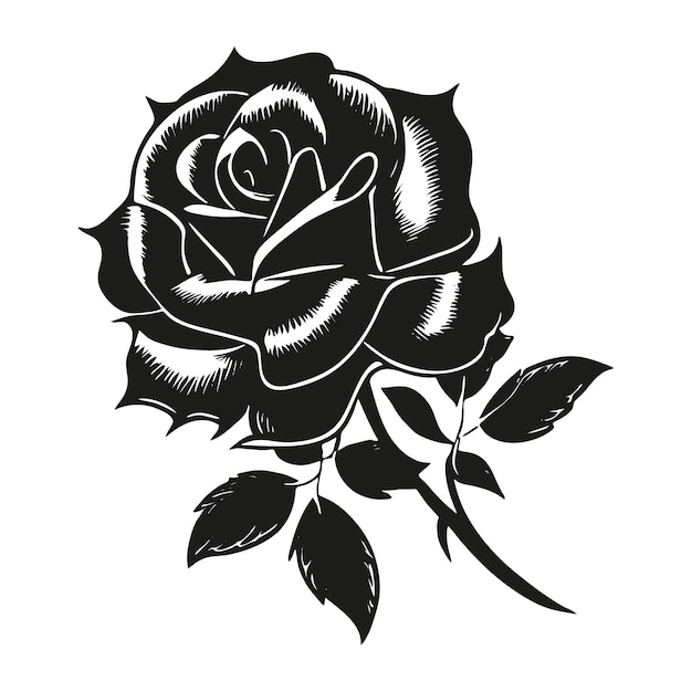 Flat design rose silhouette