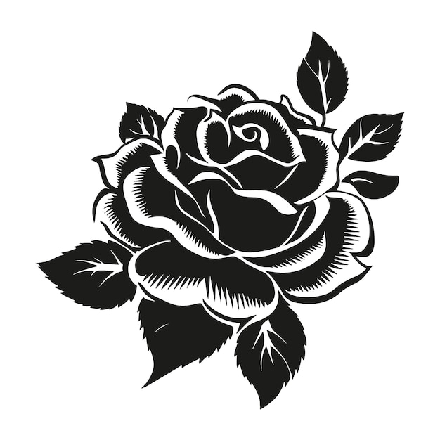 Flat design rose silhouette