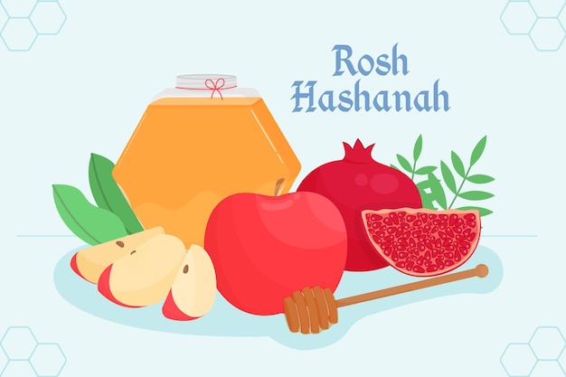 Free vector flat design rosh hashanah concept