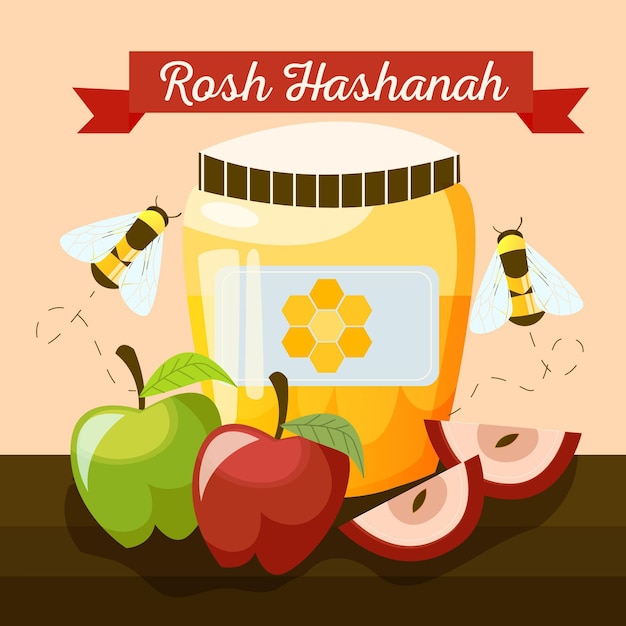 Free Vector flat design rosh hashanah concept