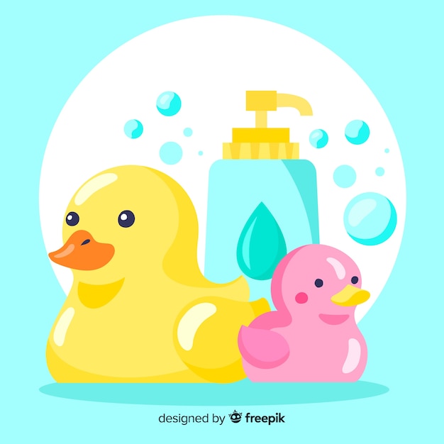 Flat design rubber ducks