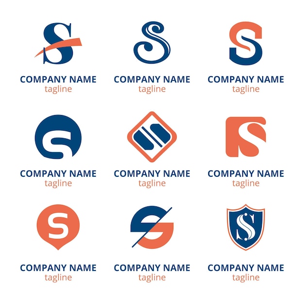 Flat design s logo collection