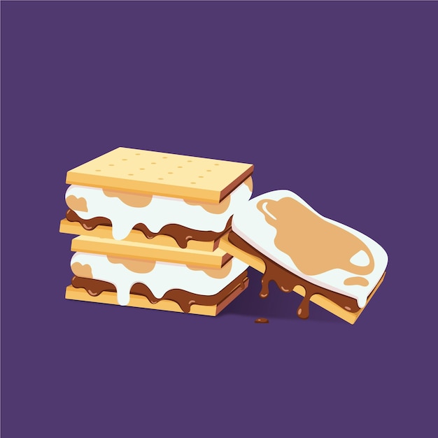 Flat design s'more illustration