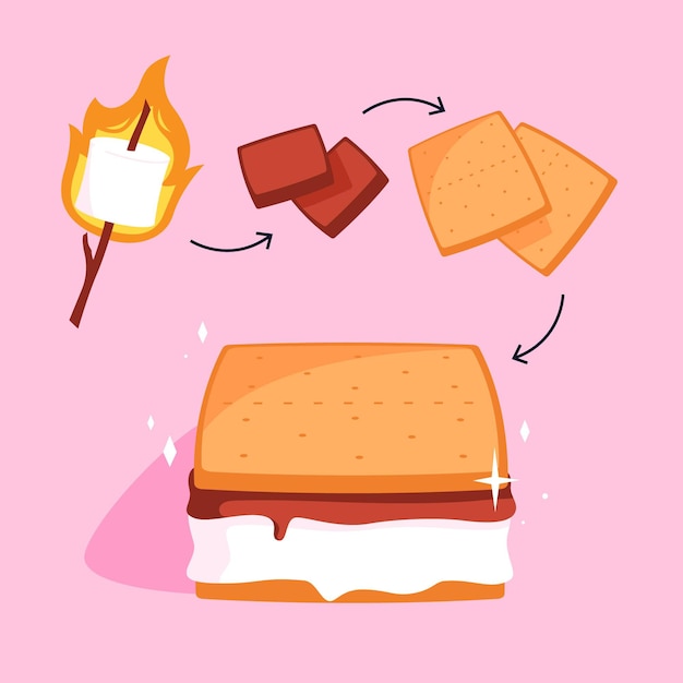 Free vector flat design s'more illustration