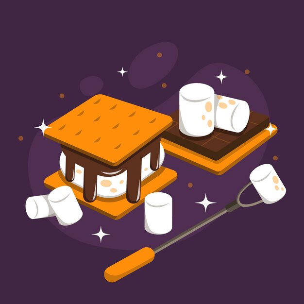 Flat design s'mores dessert illustrated