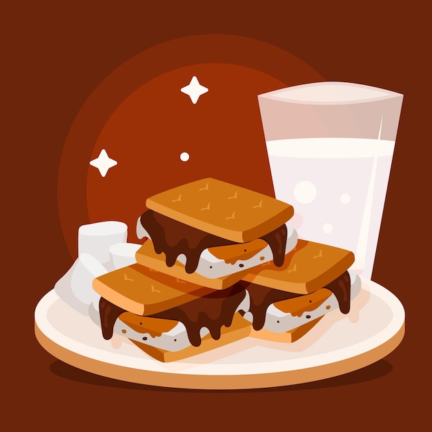 Free vector flat design s'mores dessert illustrated