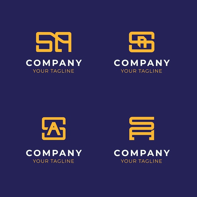 Free Vector flat design sa monogram logo set