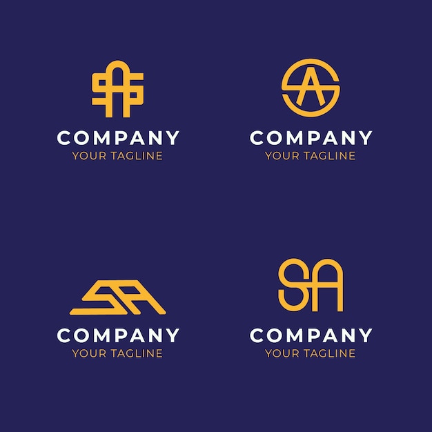 Free Vector flat design sa monogram logo set