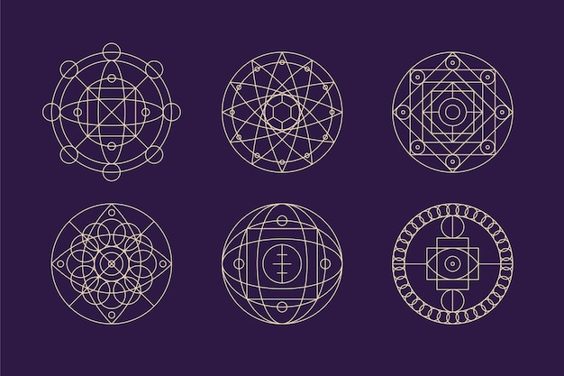 Free Vector flat design sacred geometry element collection