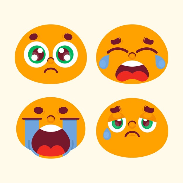 Flat design sad emoji illustration