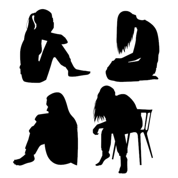 Flat design sad person silhouette