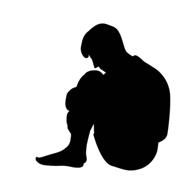 Flat design sad person silhouette