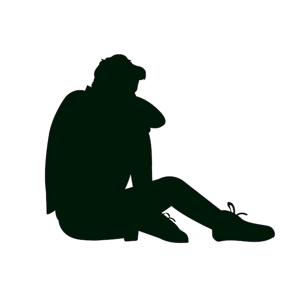 Free Vector flat design sad person silhouette