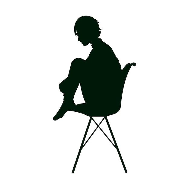 Flat design sad person silhouette