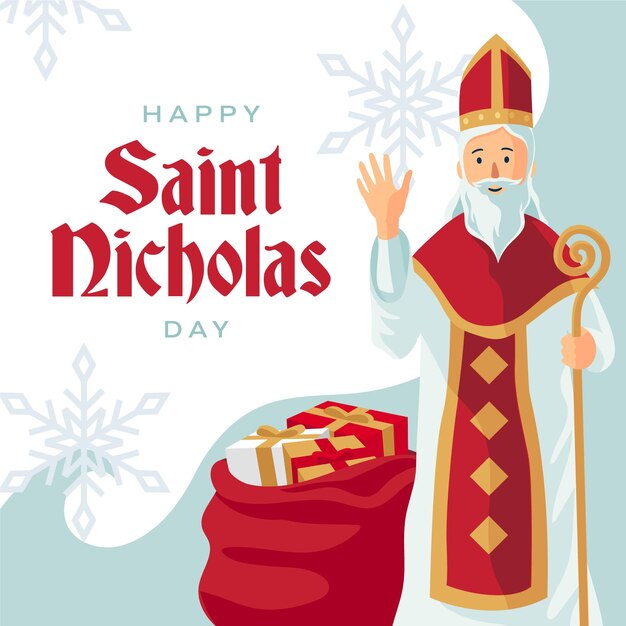 Flat design saint nicholas day concept