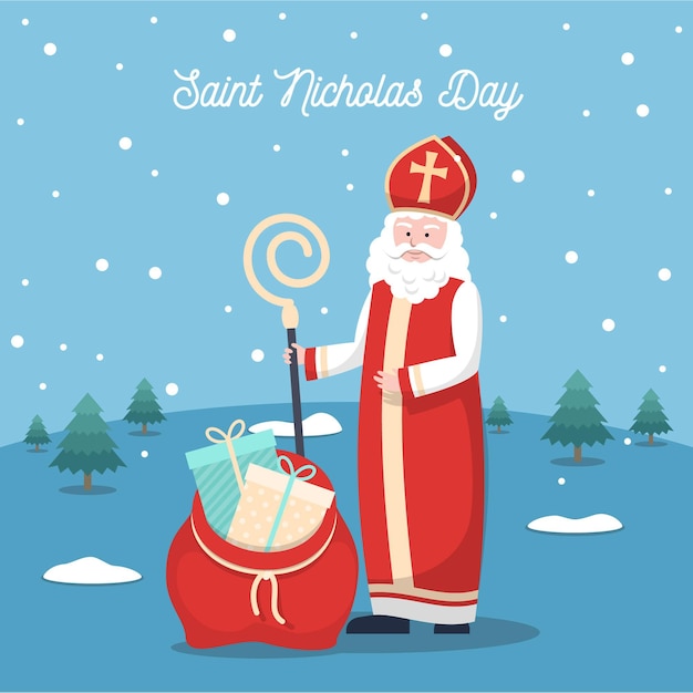 Flat design saint nicholas day concept