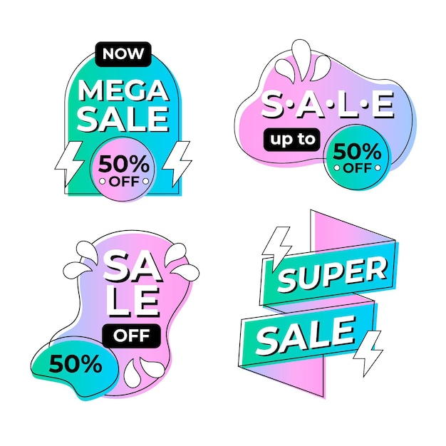 Flat design sale badges collection