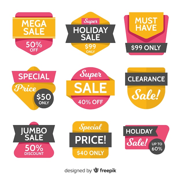 Flat design sale label collection