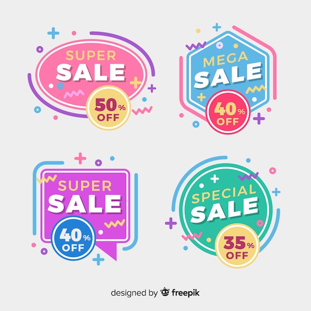 Flat design sale label collection