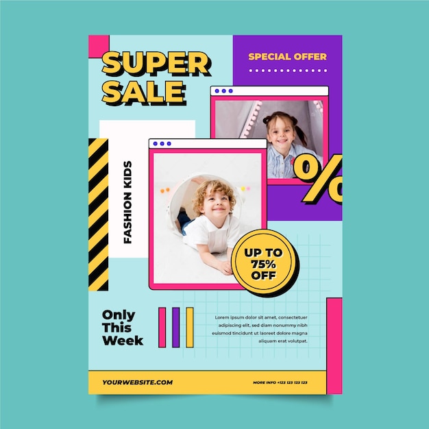 Flat design sale poster with photo