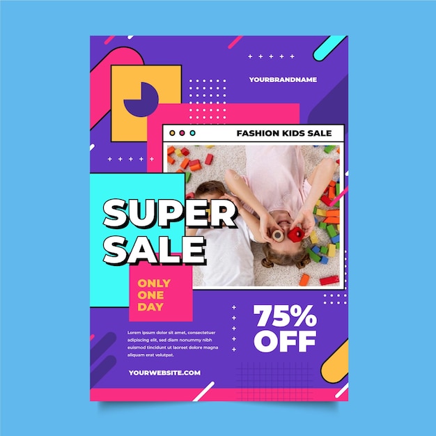 Flat design sale poster with photo