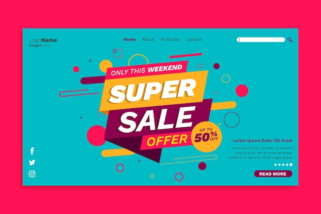 Flat design sales landing page template