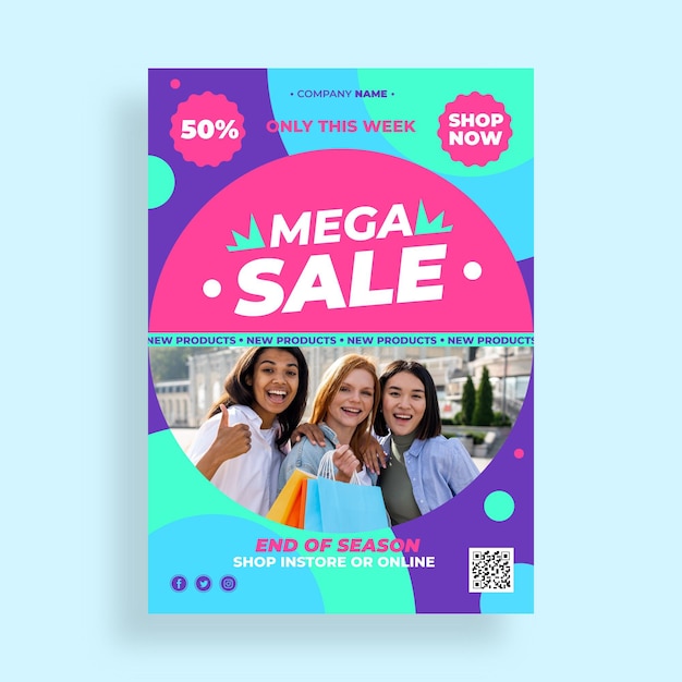 Flat design sales poster with special discount