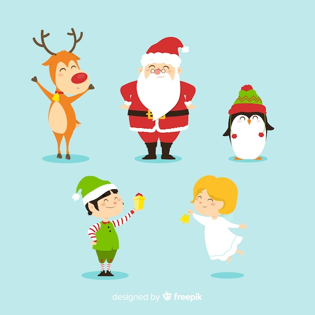 Free vector flat design santa claus character collection